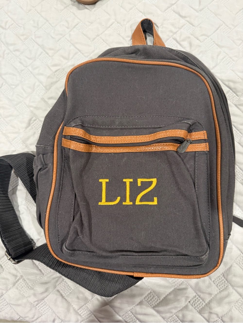Liz embroidered small gray backpack thirty-one brand